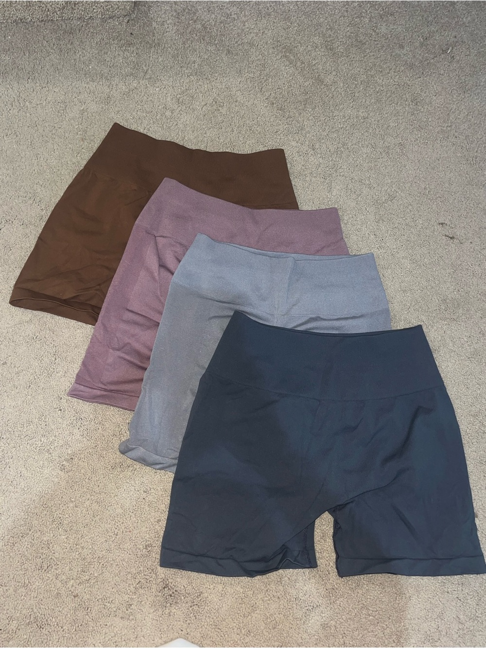 Womenโs High-Waist Active Shorts โ Dark Gray, Gray, Mauve, Brown